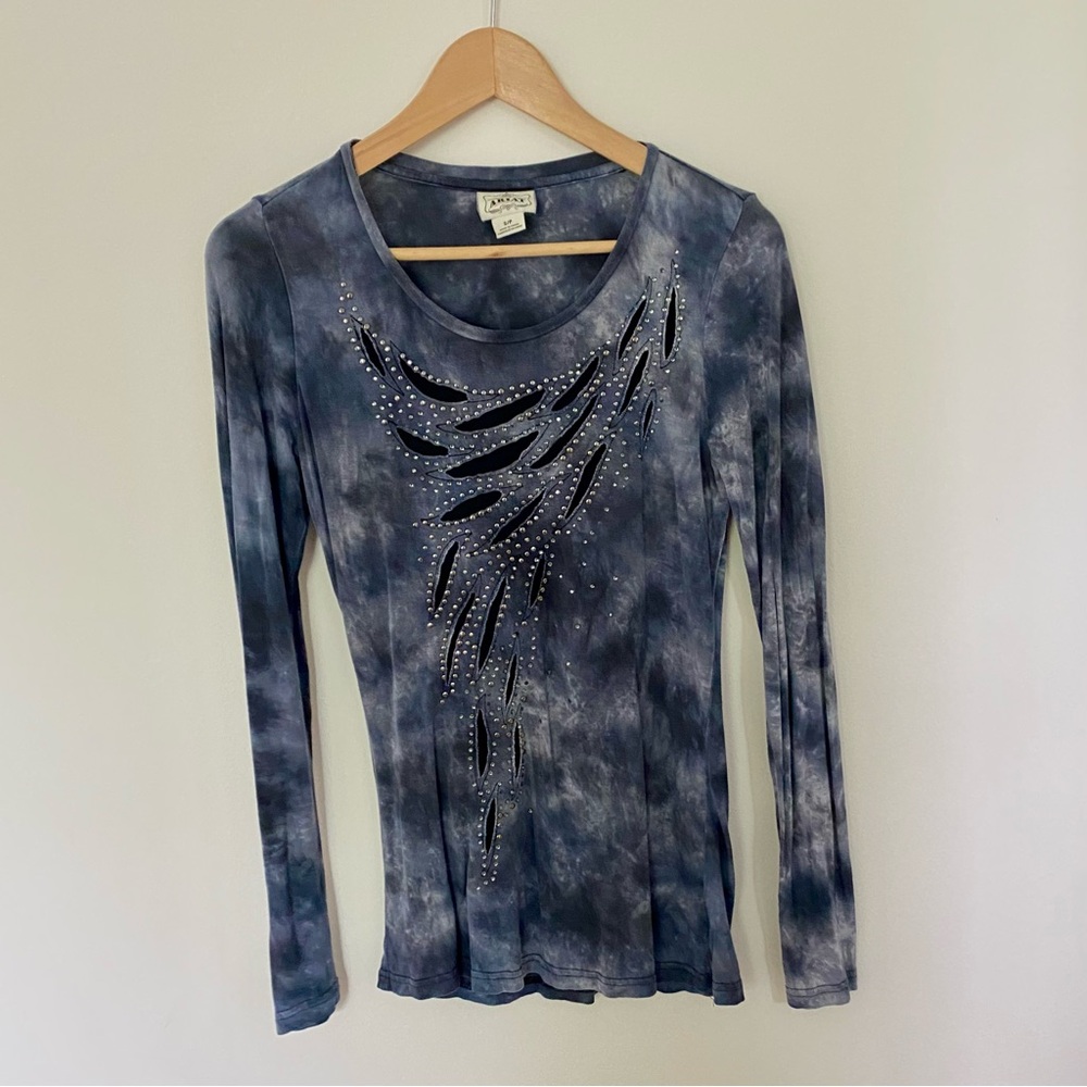 Ariat  Gray top  studded detail grounge goth dark western tie dye y2k lolita